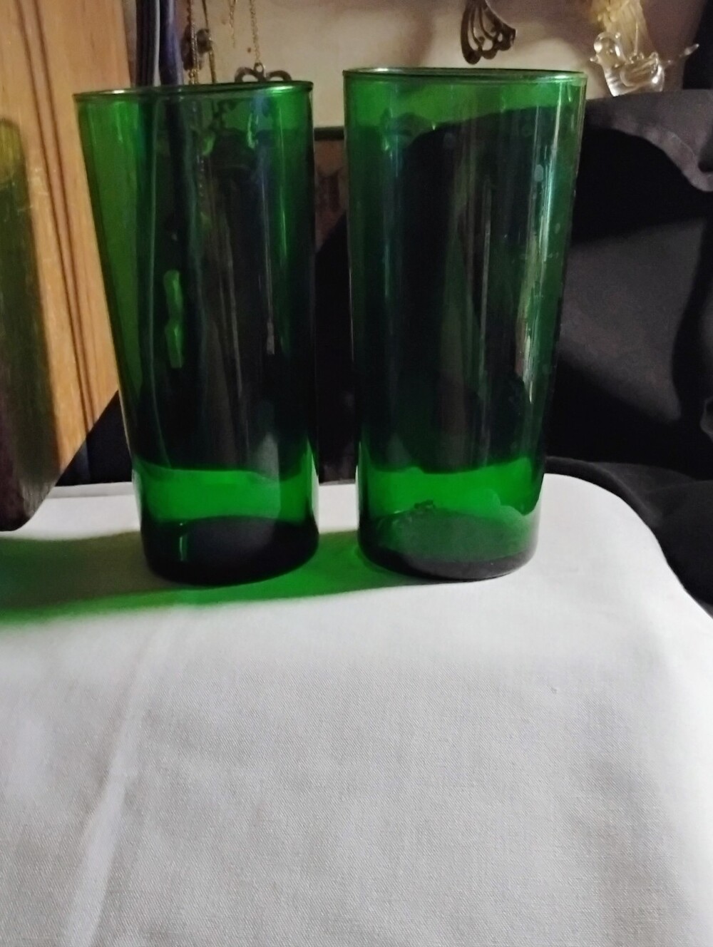 Set Of 2 Upcycled Green Wine Bottle Tumblers Recycled Glass Highball Cups